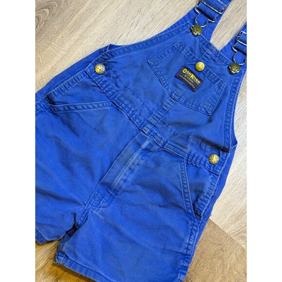 Vintage 90s Osh Kosh B' Gosh Blue Denim Unisex Childrens Short Overalls Size 5 - Picture 7 of 8